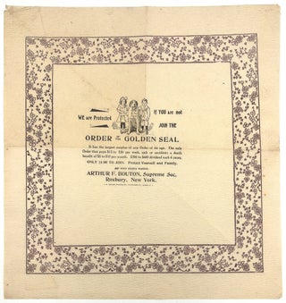 Item #26009719 c.1910 Fraternal Life Insurance Advertising Napkin -- Order of the Golden Seal