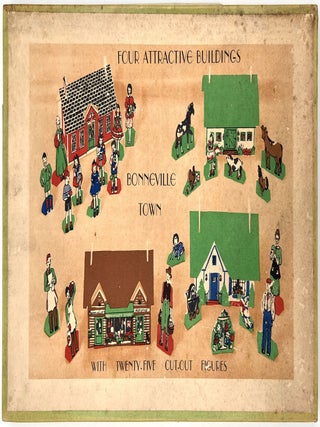Item #26012104 Bonneville Town: Complete Set, 4 Buildings with 25 Cut-out Figures, 1920s -30s