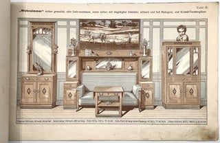 Large format trade catalogue with 12 complete rooms featuring Vertikows. (12 moderne Wohnzimmer u. Salons) Art Deco influenced.