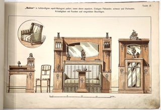 Large format trade catalogue with 12 complete rooms featuring Vertikows. (12 moderne Wohnzimmer u. Salons) Art Deco influenced.