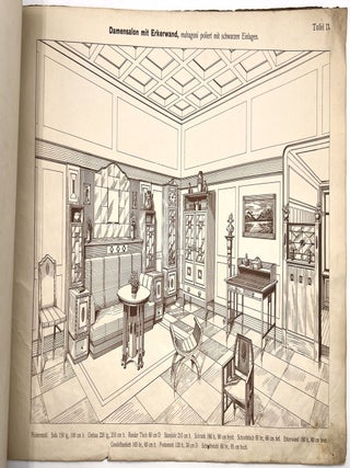 Large format trade catalogue with 12 complete rooms featuring Vertikows. (12 moderne Wohnzimmer u. Salons) Art Deco influenced.