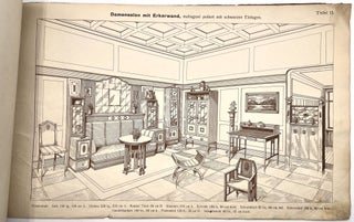 Large format trade catalogue with 12 complete rooms featuring Vertikows. (12 moderne Wohnzimmer u. Salons) Art Deco influenced.