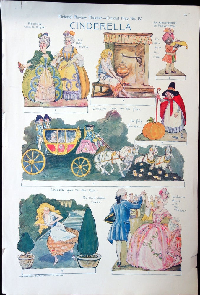 Item #26015829 Pictorial Review Theater - Cut-out Play No. IV - Cinderella with narrative and stage instructions. Burges Johnson.