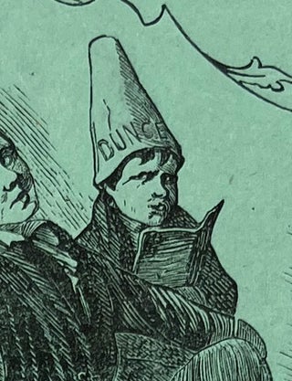 Copy Book of Marie E. Merrill with Entertaining Cover Design -- Cheeky School Boys, Dunce Cap