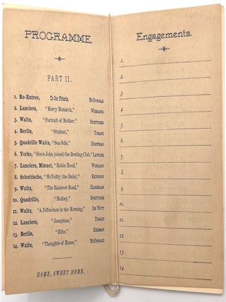 Dance Card for the First Annual Ball of the Homer Lee Bank Note Co. Mutual Benefit Association