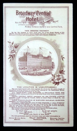 Item #26025478 Pocket Map of New York City, Compliments of Broadway Central Hotel. 1890s
