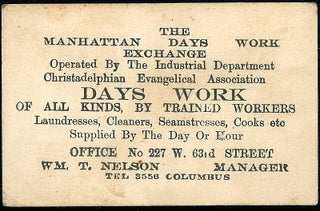 Item #27003526 Business Card - The Manhattan Days Work Exchange, Operated by the Industrial...