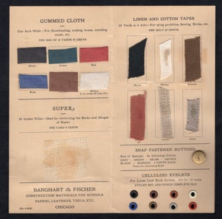 Salesman Samples - Gummed Cloth, Linen and Cotton Tapes,Snap Fastener Buttons, Celluloid Eyelets, Book Cloth & Russet Crepe - Bookbinding Supplies
