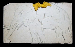 Item #27003985 Handmade Card - Cut-out Elephant Front Cover Captioned "Siam"