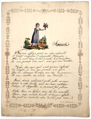 Item #27004609 Regency Hand-colored Valentine with Original Handwritten Verse. Etienne Cassagnon