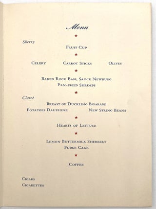 A grouping of 4 menus all associated with appearances of Franklin Delano Roosevelt 1940s