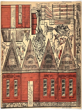 Item #27100212 C.M. Henderson & Co. Cut Out New England Red School House Cutout Village