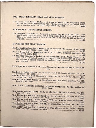 A Catalog of Dime Novel Material Including a Section on Buffalo Bill