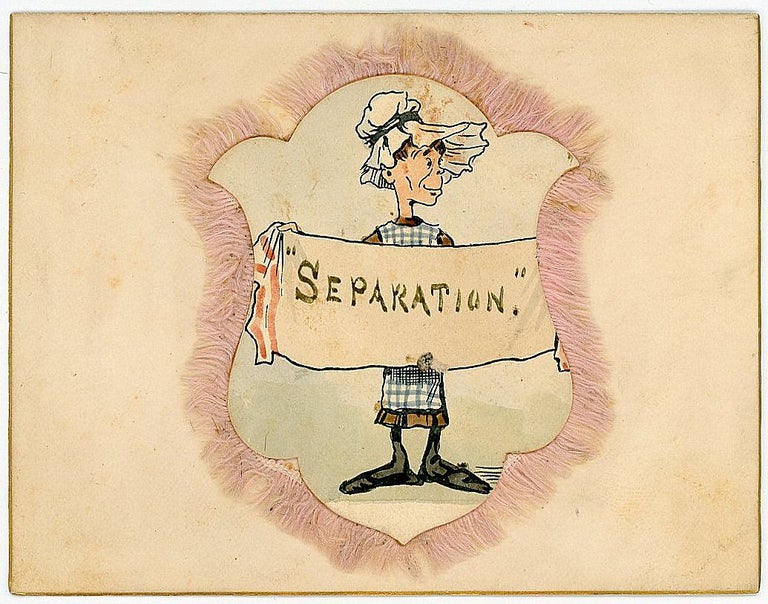 Item #28000633 Dinner in Preparation of Berlin Conference - Fringed Watercolor of Woman holding a "Separation" banner, Hotel Brunswick