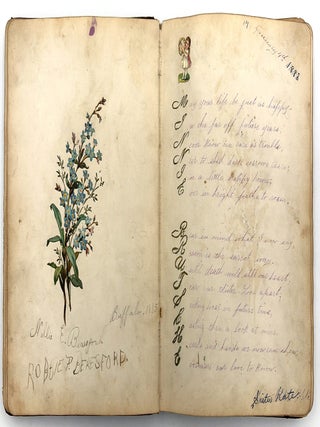 Friendship Album of Minnie Brutsche Otto (b.1867?) -- Acrostics, Pressed Flower, Original Pencil Drawing, Extensive Entries