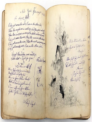 Friendship Album of Minnie Brutsche Otto (b.1867?) -- Acrostics, Pressed Flower, Original Pencil Drawing, Extensive Entries