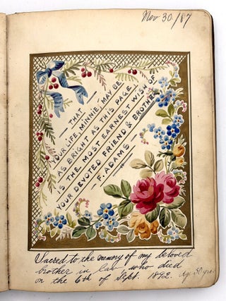 Friendship Album of Minnie Brutsche Otto (b.1867?) -- Acrostics, Pressed Flower, Original Pencil Drawing, Extensive Entries