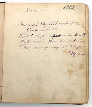 Friendship Album of Minnie Brutsche Otto (b.1867?) -- Acrostics, Pressed Flower, Original Pencil Drawing, Extensive Entries