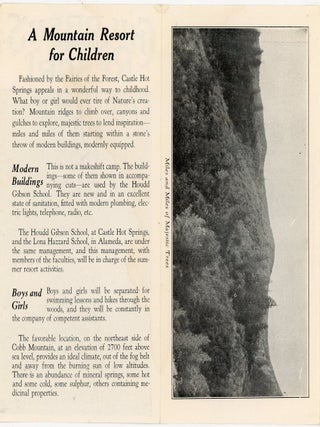 Children's Summer Resort, Castle Hot Springs Brochure