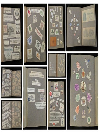 Item #28001350 Travel Scrap or Memento Book - Monograms, Hotel Logos, Fraternity Insignias etc