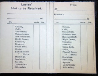 Lady's Laundry List - Items Dropped off to be Laundered...