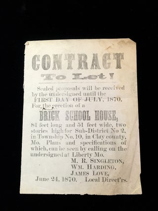 Item #28001926 Contract to Let - Brick School House - Township No. 10