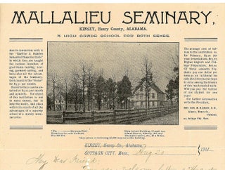 Item #28001935 Letter from Wife of Founder on letterhead of Mallalieu Seminary - A High Grade...