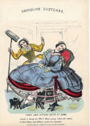 Item #28007526 Crinoline Sketches - Pussy and Kittens Quite at Home