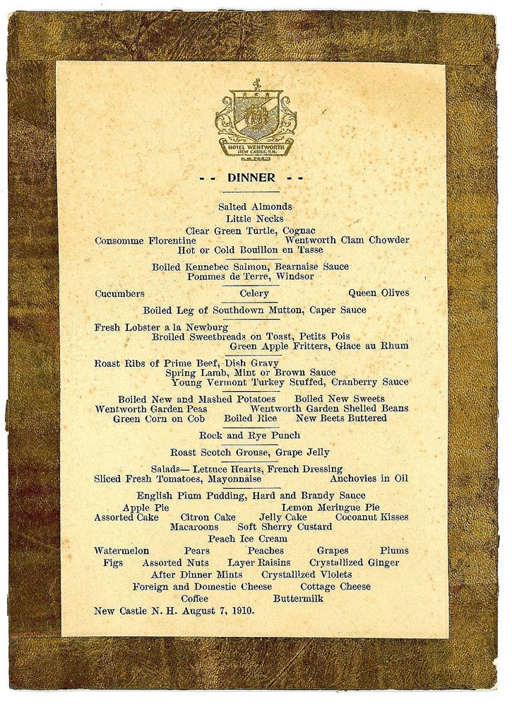 Item #28007535 Menu with Photograph - Hotel Wentworth