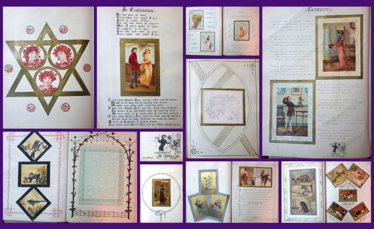 Item #28010935 A Victorian Album with 78 Works comprised of album cards, hand penned poetry and verse and original art and design