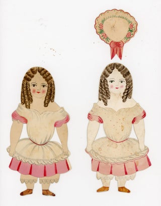 Item #28011526 Two Near Identical Handmade Watercolor Paper Dolls - One made in 1856, the other 1905
