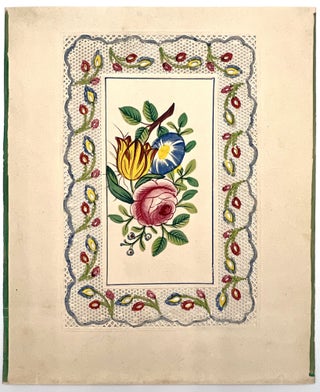 Item #28018953 Watercolor on Embossed Lace Paper Card - Tulip, Morning Glory and Rose