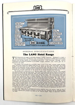 Lang Catalog No. 20 Hotel Ranges & Kitchen Equipment