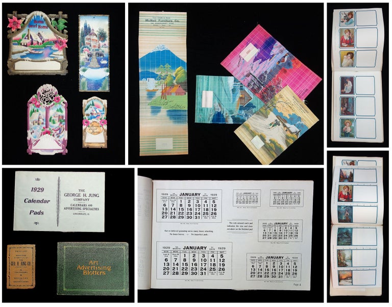 Item #290004001 Elaborate Traveling Salesman Sample - Price List with Watertown NY clients, Calendar Pad Catalogue, Extensive Calendar Samples including Hand Painted Bamboo Panels and much more