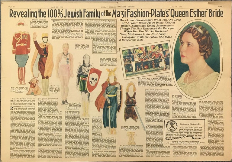 Item #290008363 Newspaper Paper Doll of Hermann Goering Comparing Wife, Emmy Sonnemann to the beautiful Jewess Esther, nice of Mordecai