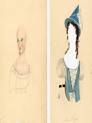 Original Art - Watercolor of Lovely Woman with 16 Overlay Costumes - Regency Era