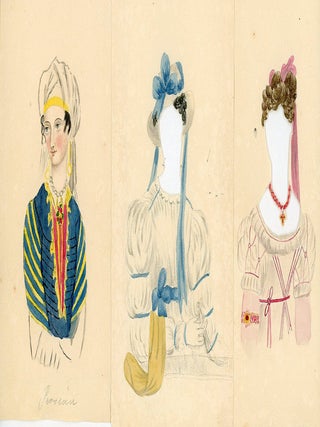 Original Art - Watercolor of Lovely Woman with 16 Overlay Costumes - Regency Era