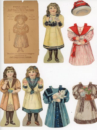 Item #290008908 J & P Coats - 10 Dolls with Hats - 5 Dolls & Costumes + 3 Hats and Envelope