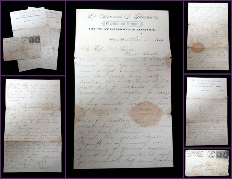 Item #29001023 A Letter from the Physician, Howard Thornton to his brother, regarding the uptake in his business and the high water levels of the Mississippi River. Dr. Howard G. Thornton.
