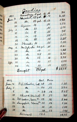 Massachusetts Boatman's Meticulous Journal containing Milage, Expenses, and Records of Trips for the Polaris, 1911-1919