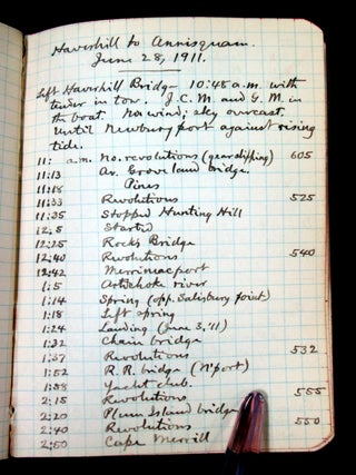 Massachusetts Boatman's Meticulous Journal containing Milage, Expenses, and Records of Trips for the Polaris, 1911-1919