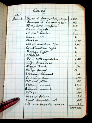 Massachusetts Boatman's Meticulous Journal containing Milage, Expenses, and Records of Trips for the Polaris, 1911-1919