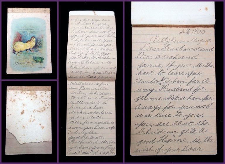 Item #29001150 Goodbye Letter to Husband and Children written on Deathbed. Anna "Annie" Brown Pegg.