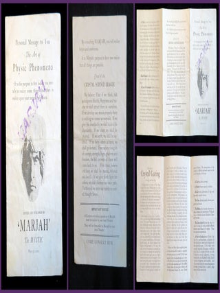 Item #29001303 Personal Message to You, The Art of Physic Phenomena. the Mystic Marjah