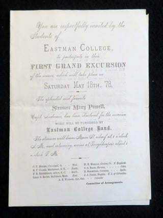 Eastman College's First Grand Excursion, On the Hudson River, Invite