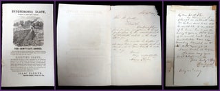 Item #29001365 Circular for Susquenhanna Slate with unrelated Pair of Letters Written to Rev. W....