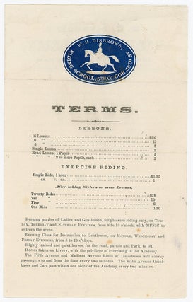 Item #29001485 Riding Academy Terms & Rules w Cameo Embossing. W H. Disbrow's Riding Academy