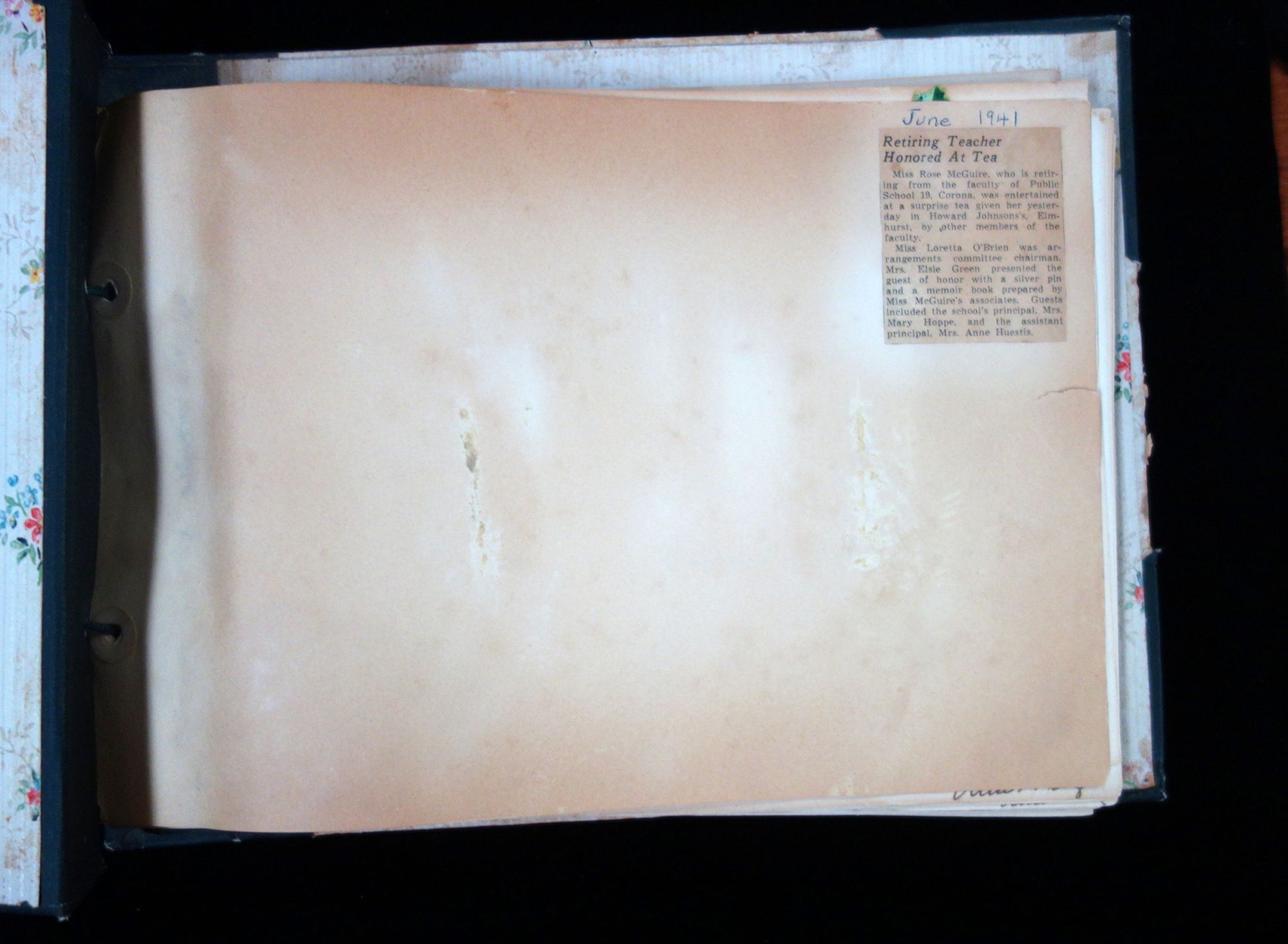 A Teacher's Retirement Memoir Book belonging to Rose A. Maguire