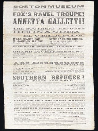 Item #29001503 1862 Boston Museum Theatrical Broadside