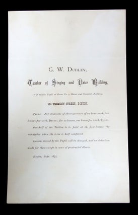 Item #29001575 Advertisement for G. W. Dudley Singing and Voice Lessons